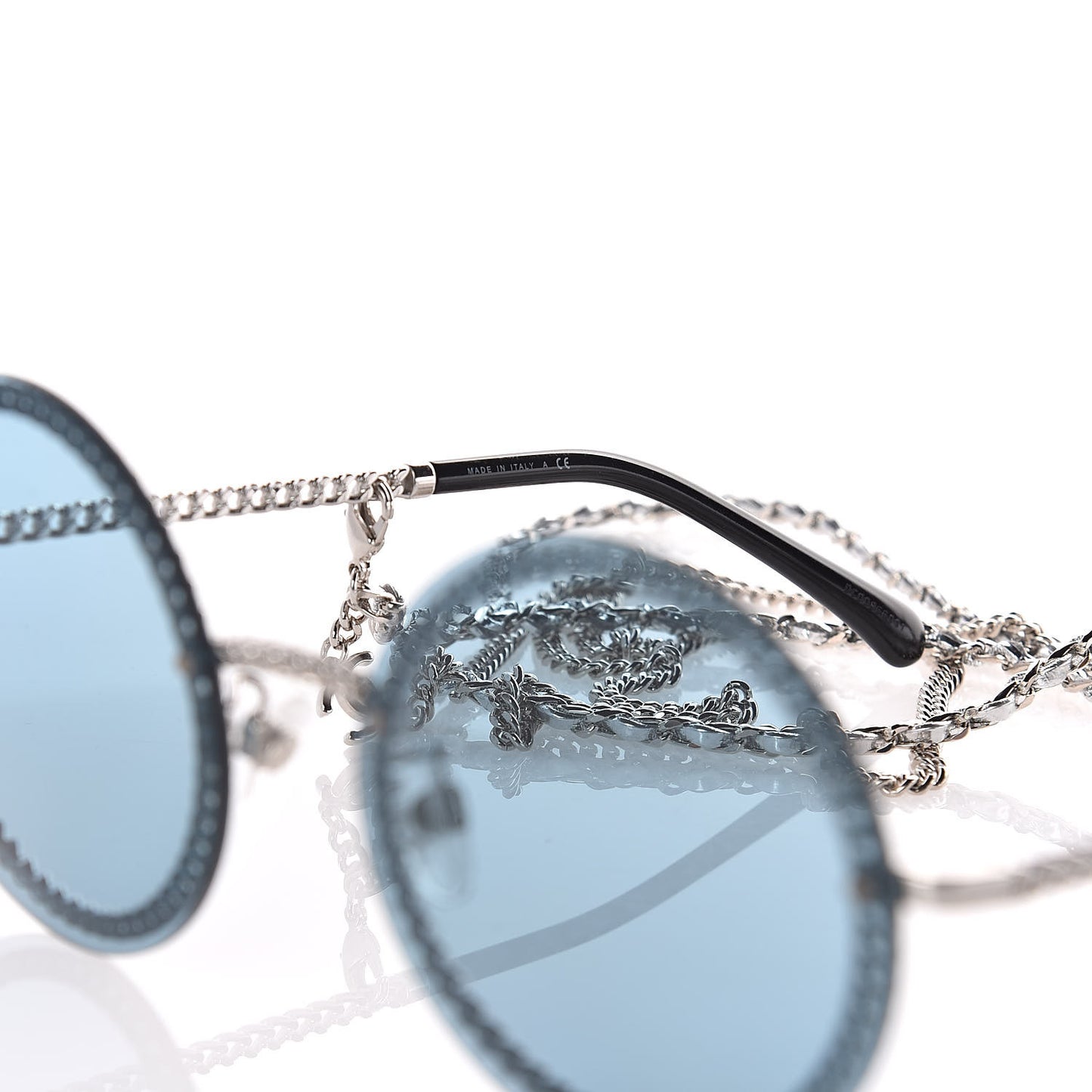 Chain Round Sunglasses 4245 Blue Silver