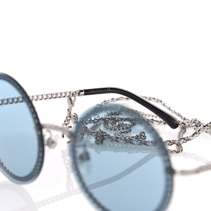 Chanel Chain Round Sunglasses 4245 Blue Silver 6 of 8