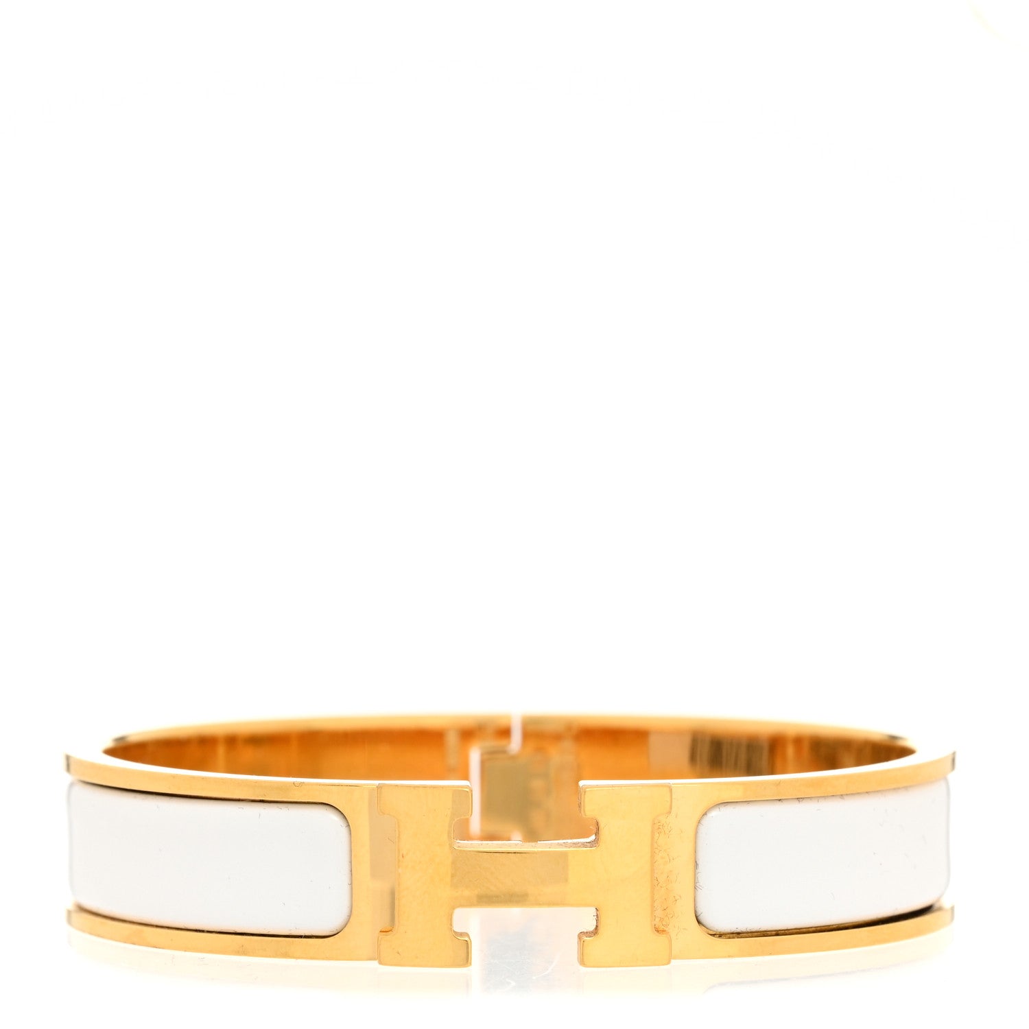 Hermes Enamel Narrow Clic Clac H Bracelet PM White 1 of 5