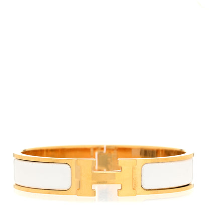 Hermes Enamel Narrow Clic Clac H Bracelet PM White 1 of 5