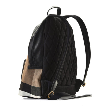 Burberry Mega Check Calfskin Abbeydale Simple Backpack Black Camel 7 of 10
