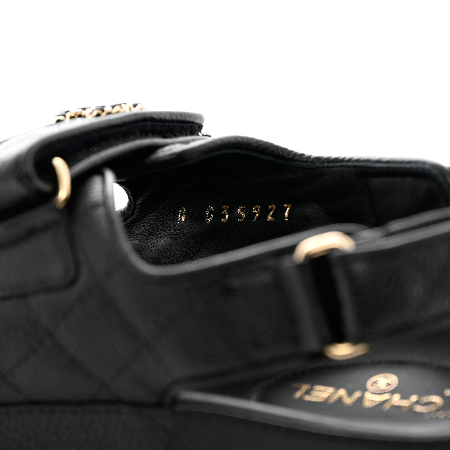 Chanel Grained Calfskin Velcro Dad Sandals 36.5 Black 6 of 10