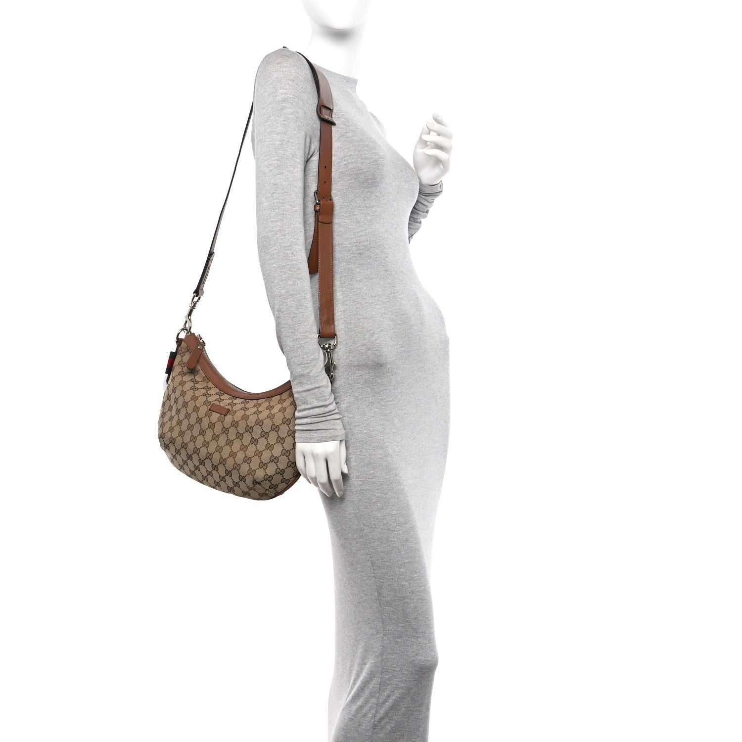 Gucci Monogram Medium Half Moon Hobo Brown 2 of 15