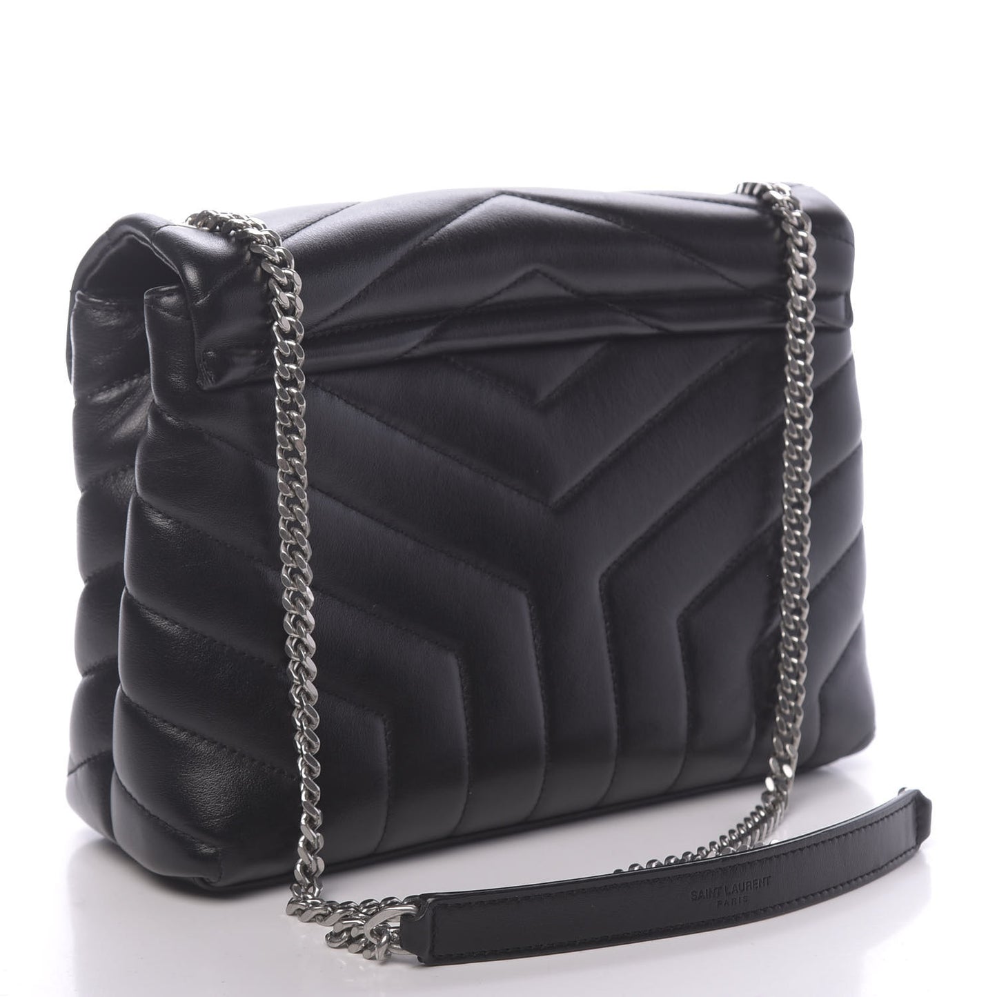 Calfskin Y Quilted Monogram Small Loulou Chain Satchel Black