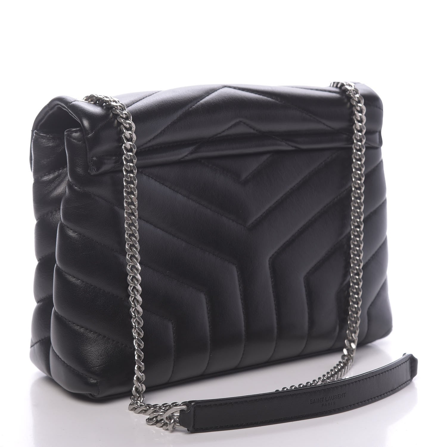 Saint Laurent Calfskin Y Quilted Monogram Small Loulou Chain Satchel Black 3 of 9