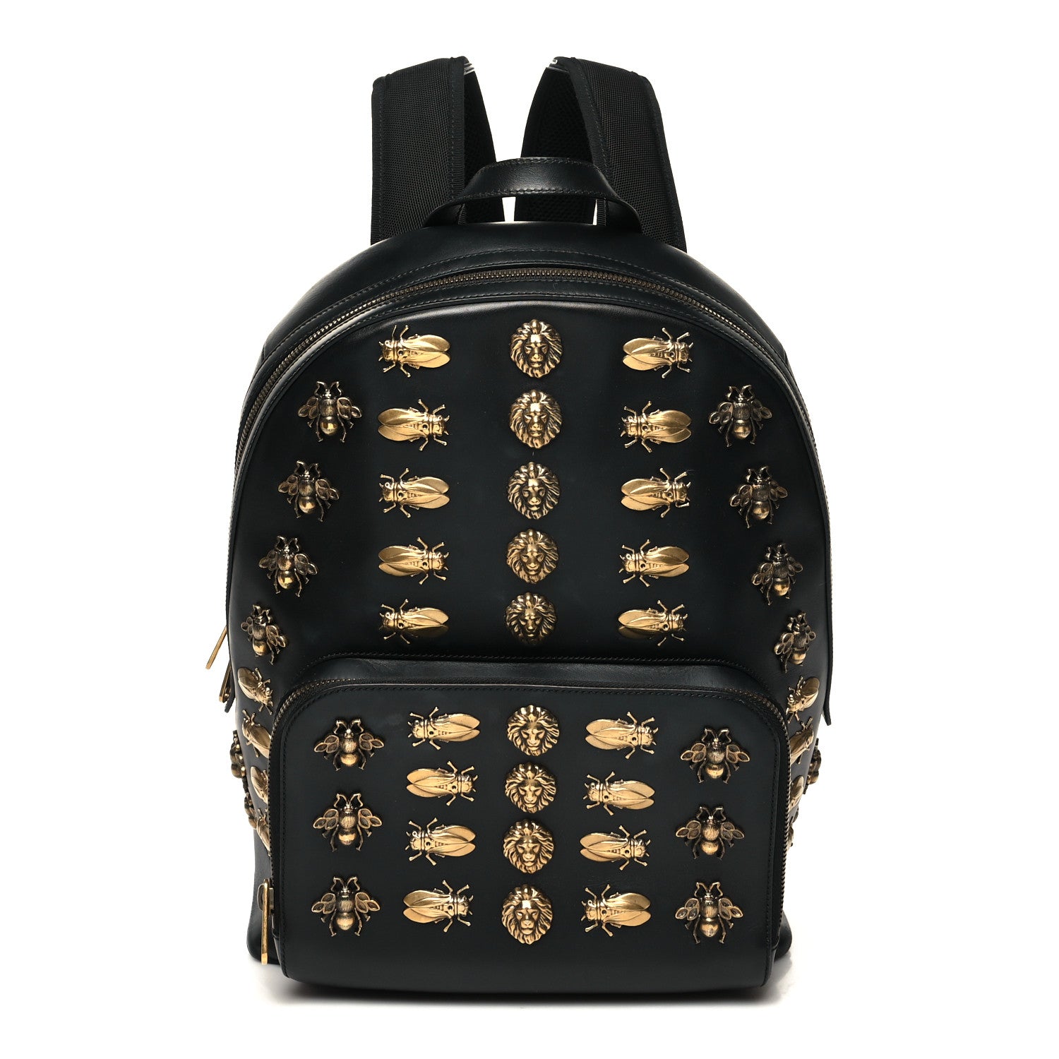 Gucci Calfskin Animal Studs Medium Day Backpack Black 1 of 12