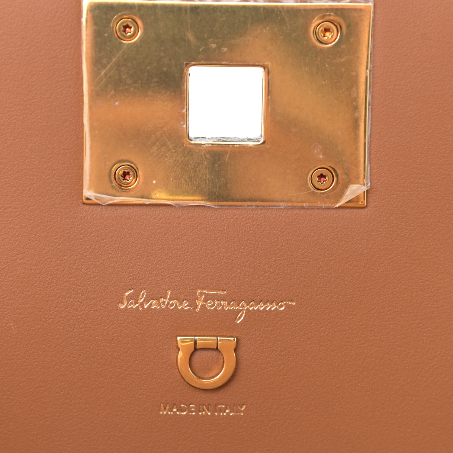 Salvatore Ferragamo Canvas Calfskin Gancini Medium The Studio Bag Beige Brown 6 of 10