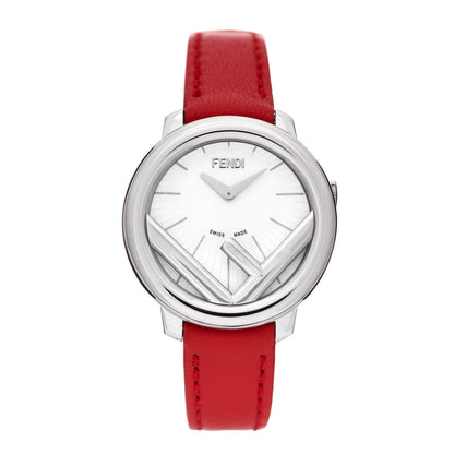 Fendi Stainless Steel Calfskin 28mm Run Away Quartz Watch Red 1 of 5