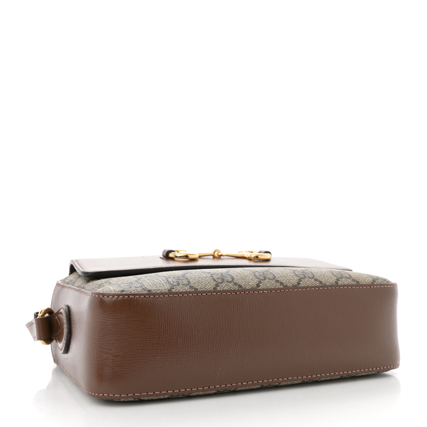 GG Supreme Monogram Small Horsebit 1955 Shoulder Bag Beige Brown Sugar