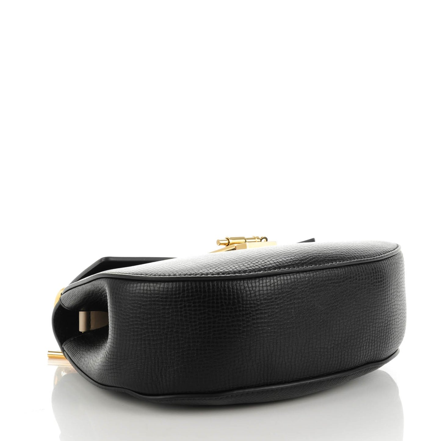 Grained Calfskin Lambskin Drew Shoulder Bag Black