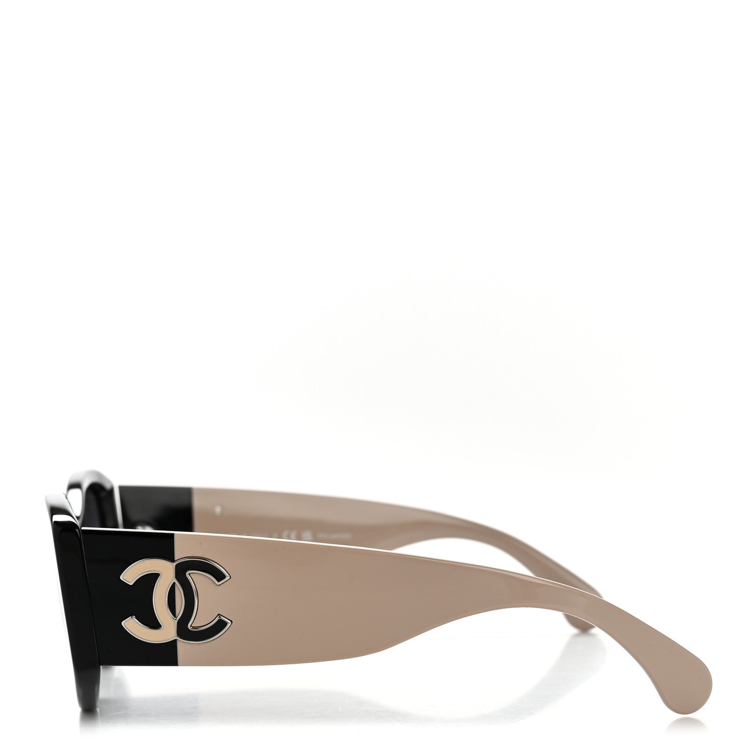 Chanel Acetate Oval Sunglasses 5524-A Black Beige 3 of 8