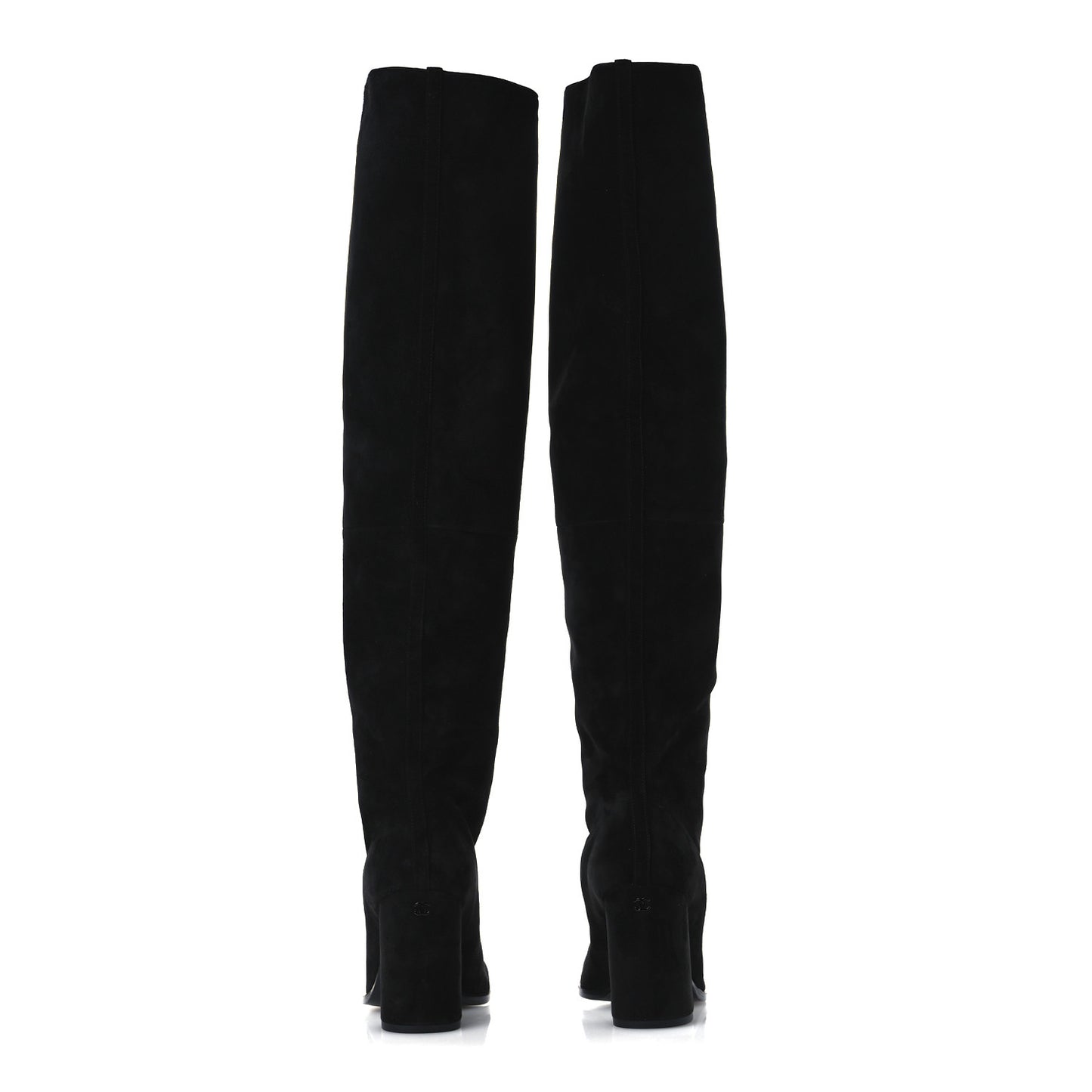 Suede Calfskin Grosgrain High Boots 38.5 Black