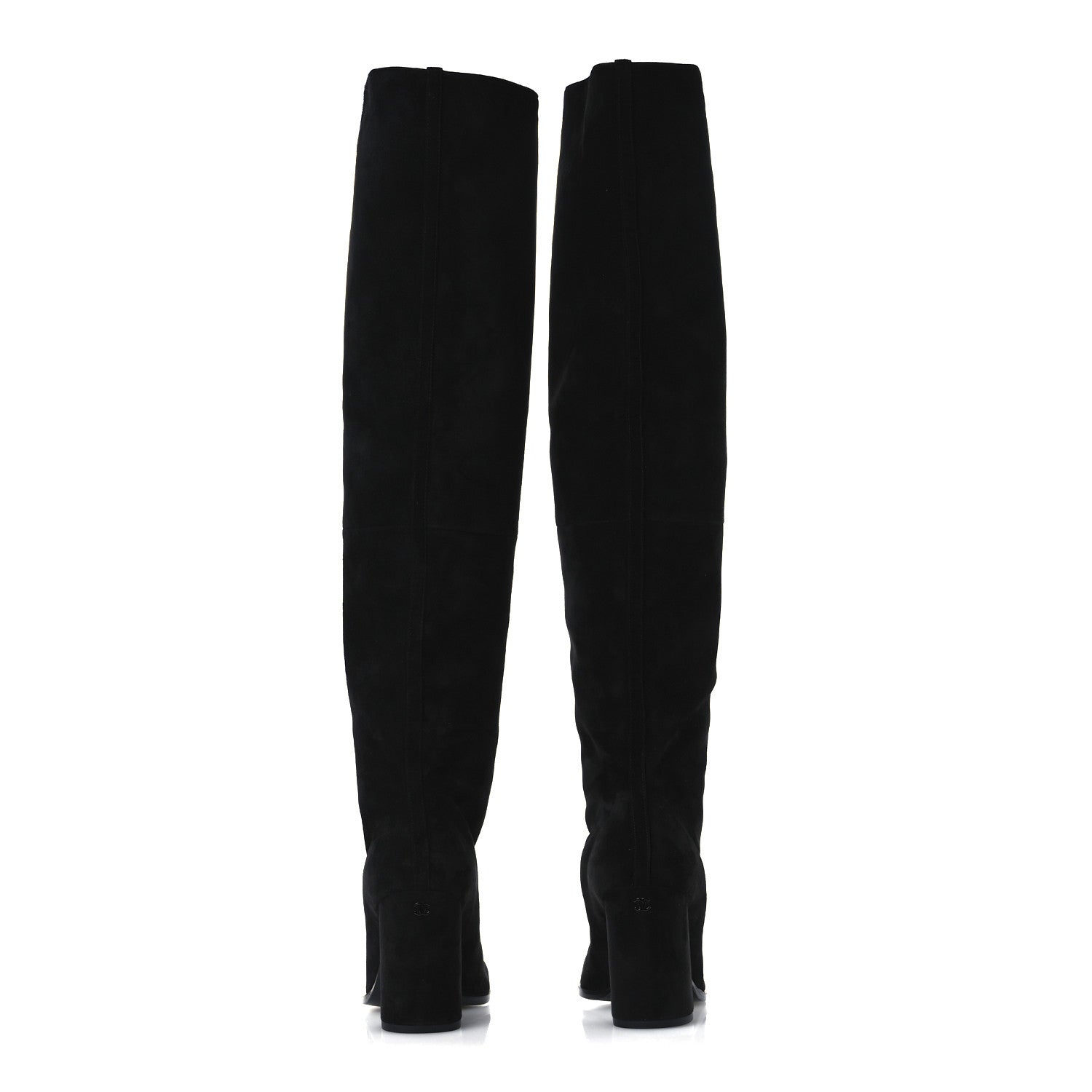 Chanel Suede Calfskin Grosgrain High Boots 38.5 Black 6 of 9