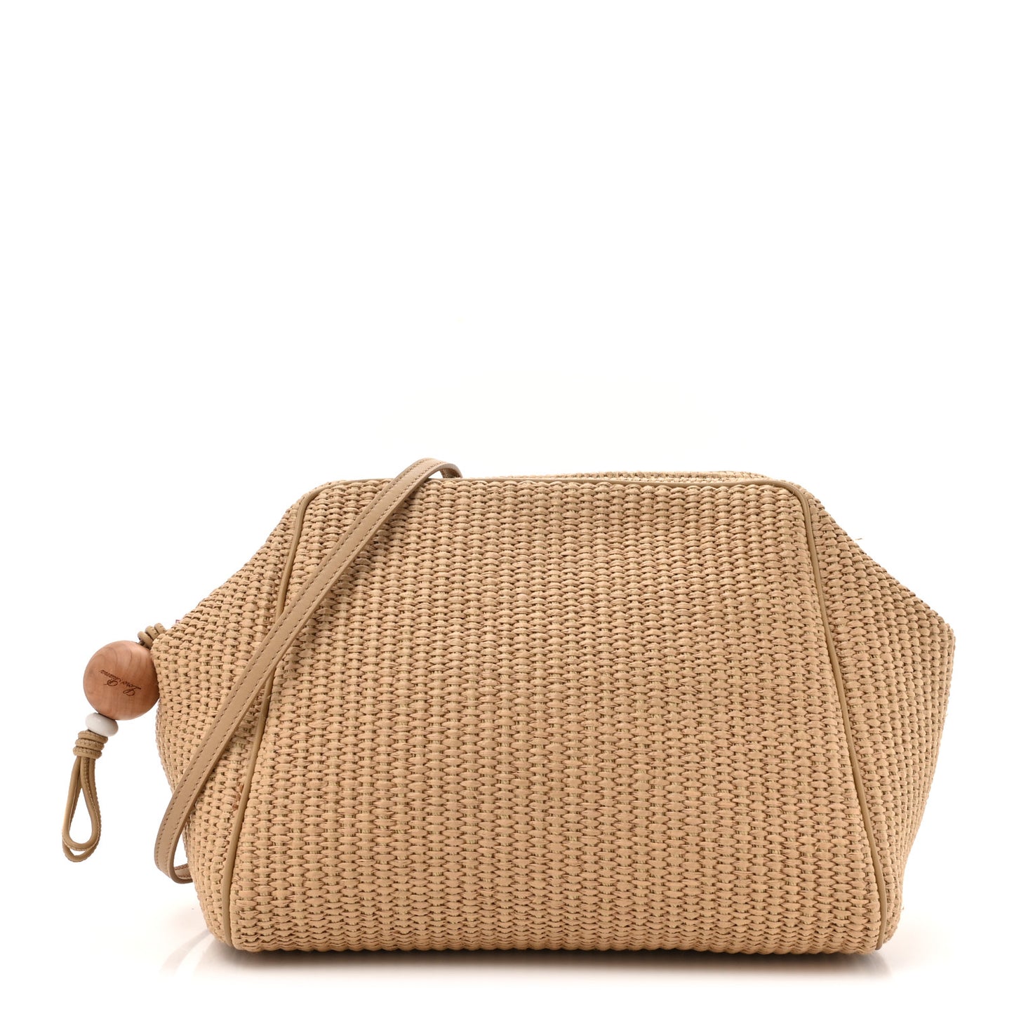 Cotton Raffia Puffy Pouch Clutch Bag