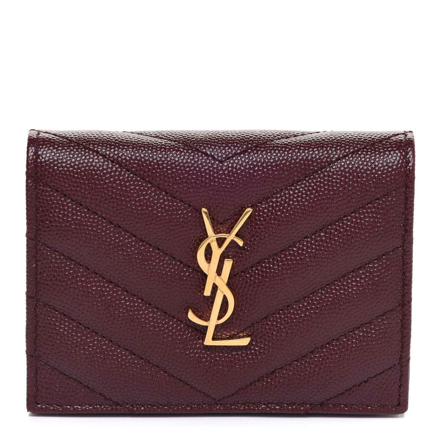 Grain De Poudre Matelasse Chevron Monogram Card Case Bordeaux