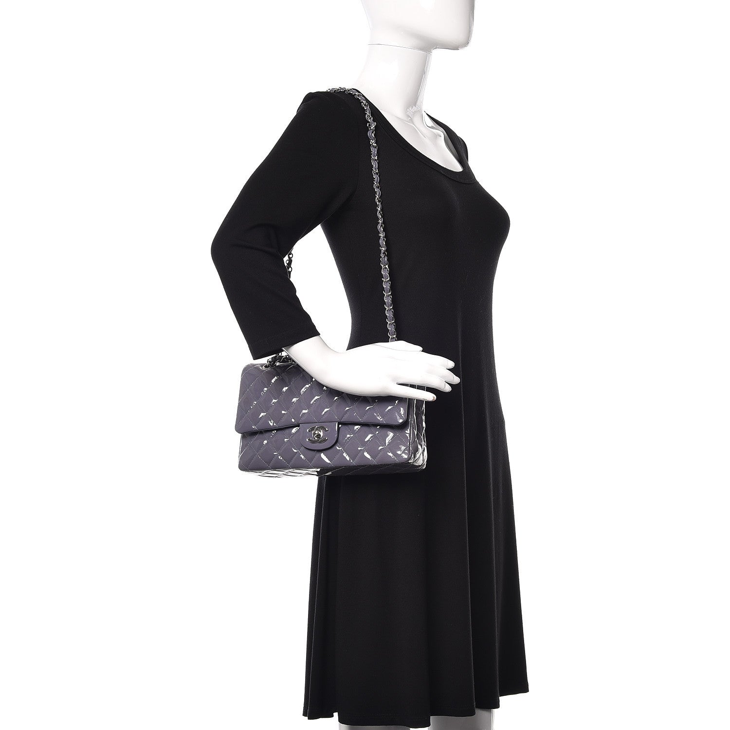 Chanel Patent Calfskin Quilted Medium Double Flap Light Purple 2 of 12