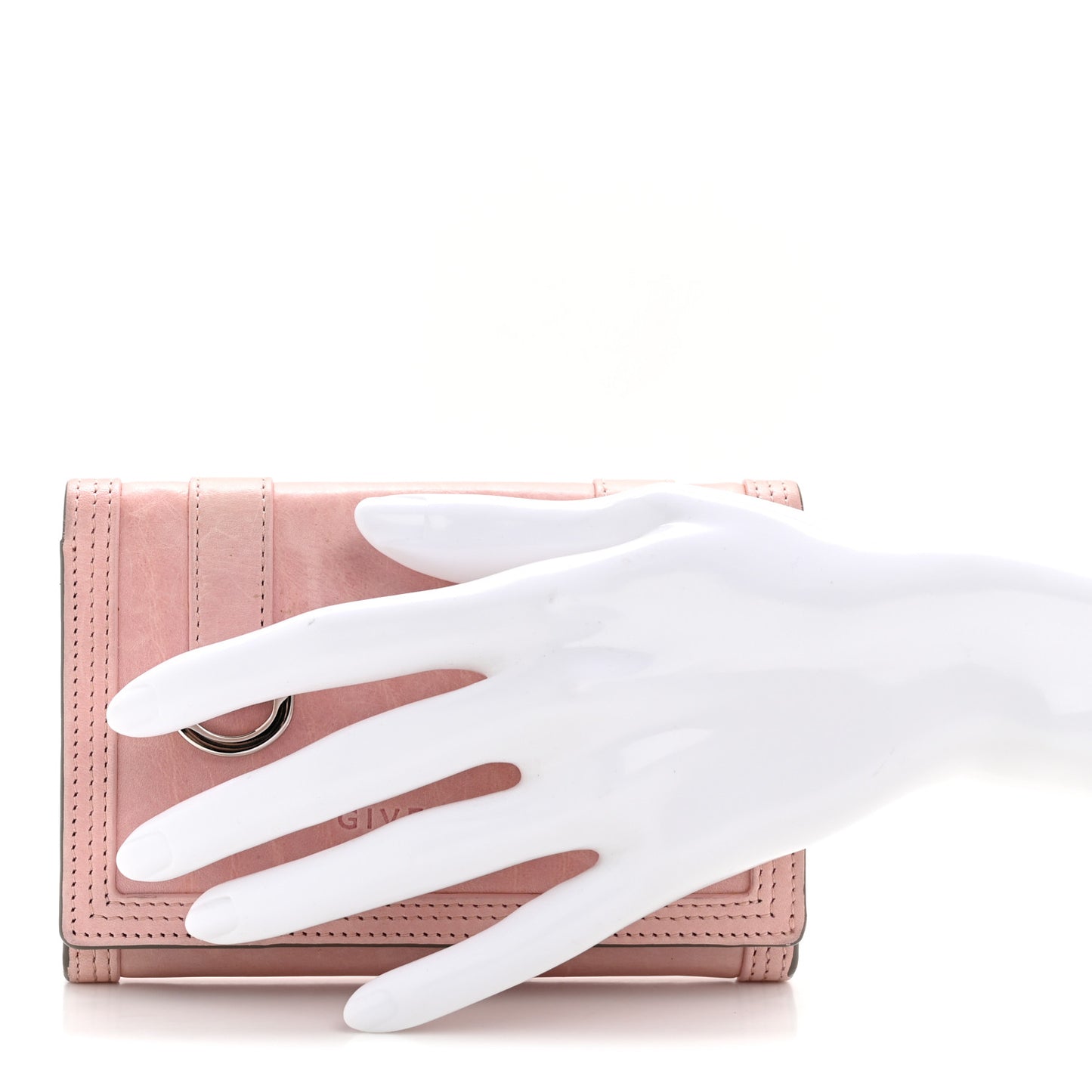 Crackled Calfskin Compact Wallet Pink