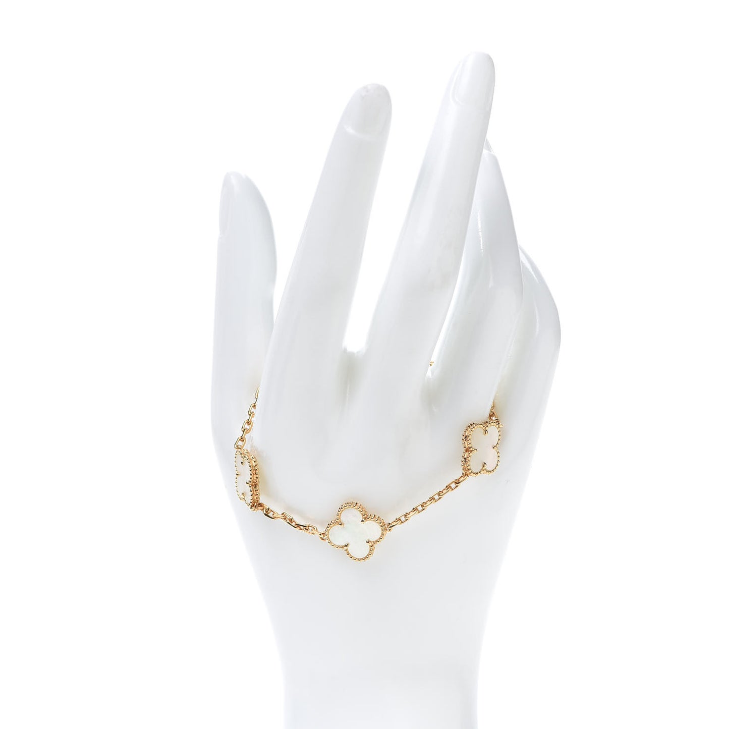 18K Yellow Gold Mother of Pearl 5 Motifs Vintage Alhambra Bracelet