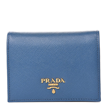 Prada Saffiano Metal Bi-Fold Wallet Cobalto 1 of 8