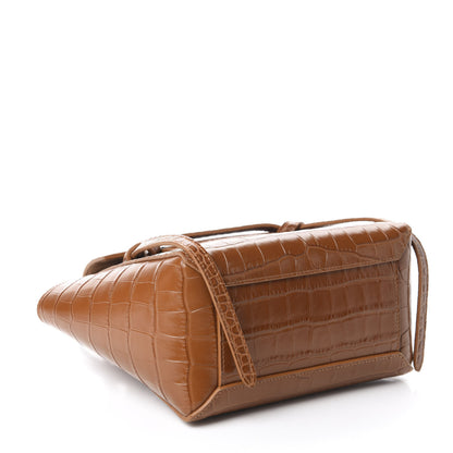 Celine Calfskin Crocodile Embossed Nano Belt Bag Camel 4 of 9