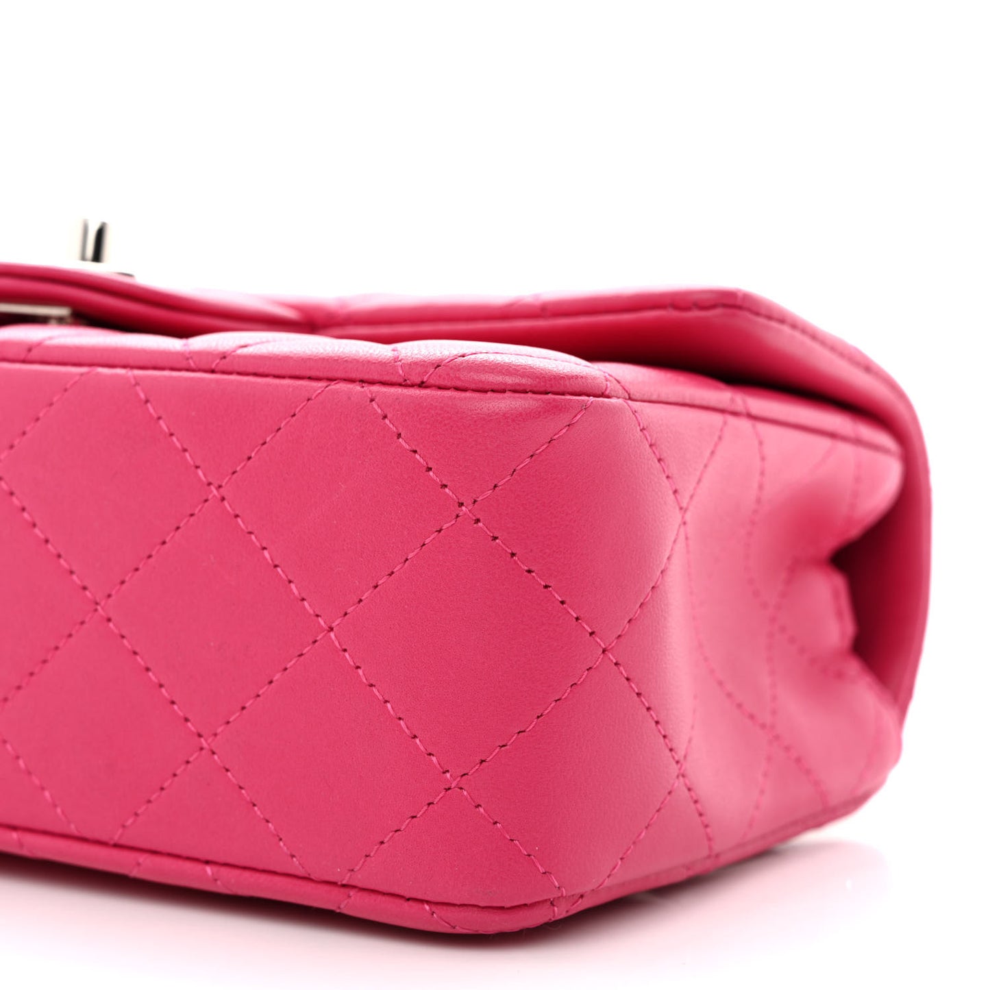 Lambskin Quilted Mini Rectangular Flap Fuchsia