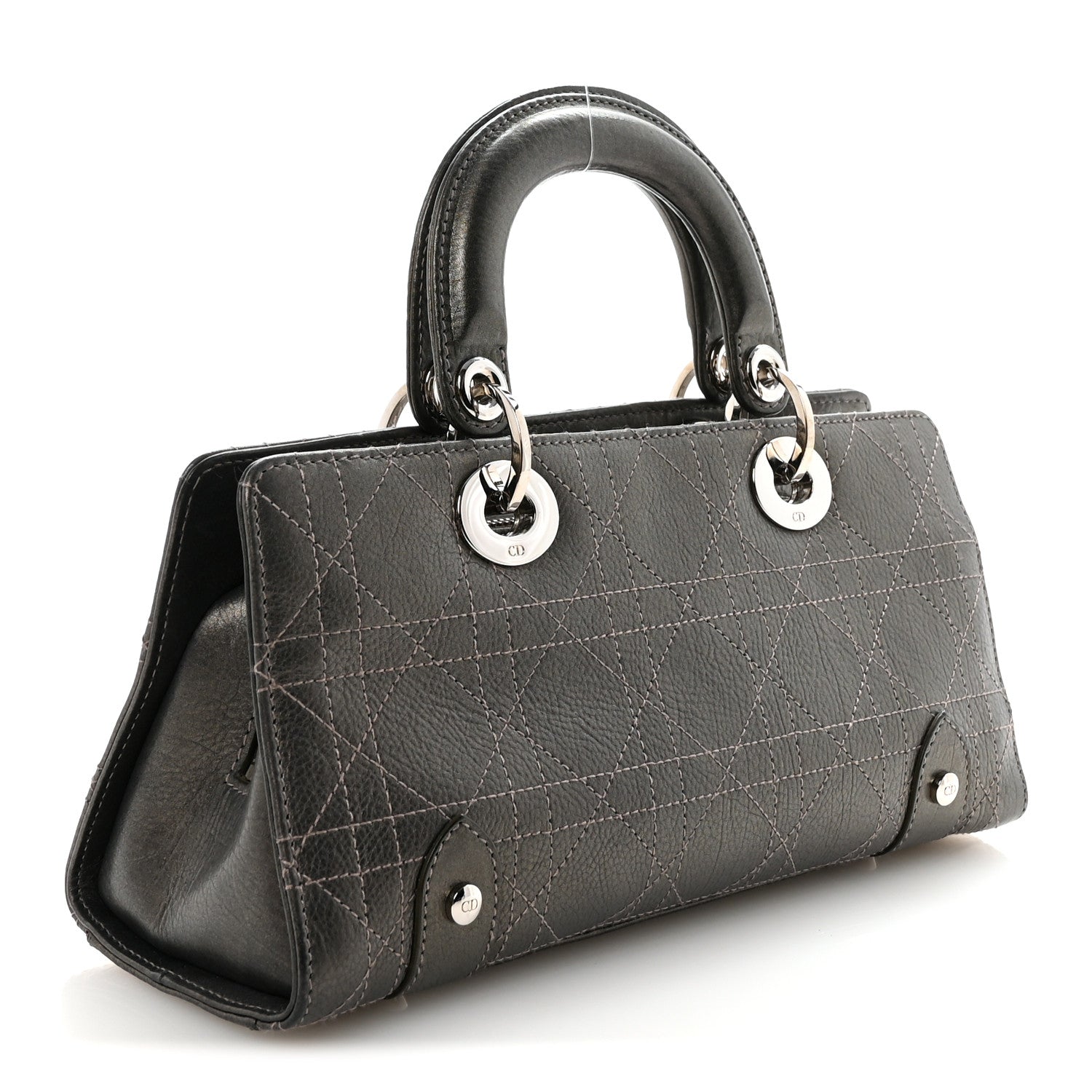 Christian Dior Metallic Calfskin Cannage Stitched Small East West Lady Dior Bronze 3 of 10