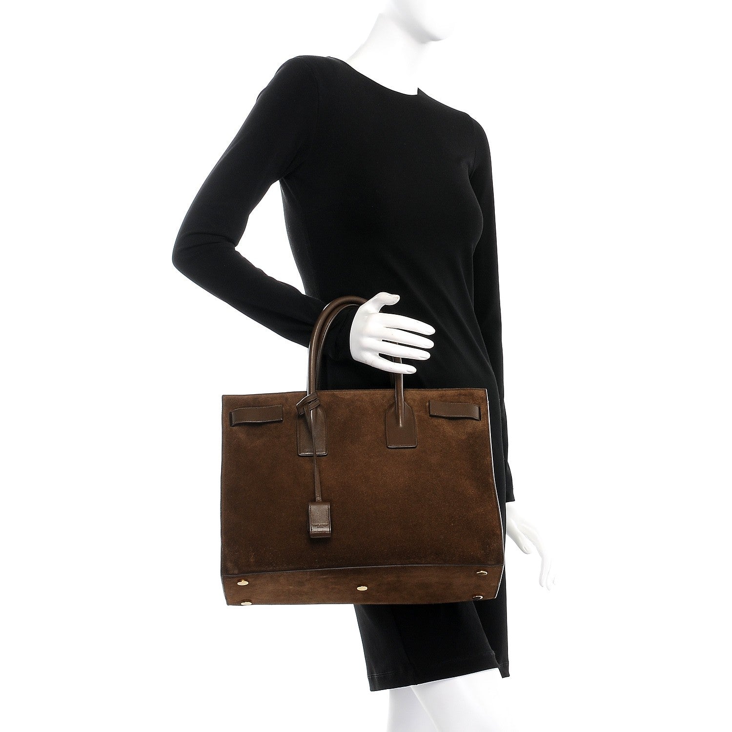 Saint Laurent Suede Large Sac De Jour Carryall Military Brown 2 of 18