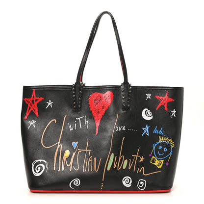 Christian Louboutin Calfskin Loubitag Spikes East West Cabata Tote Black 1 of 11