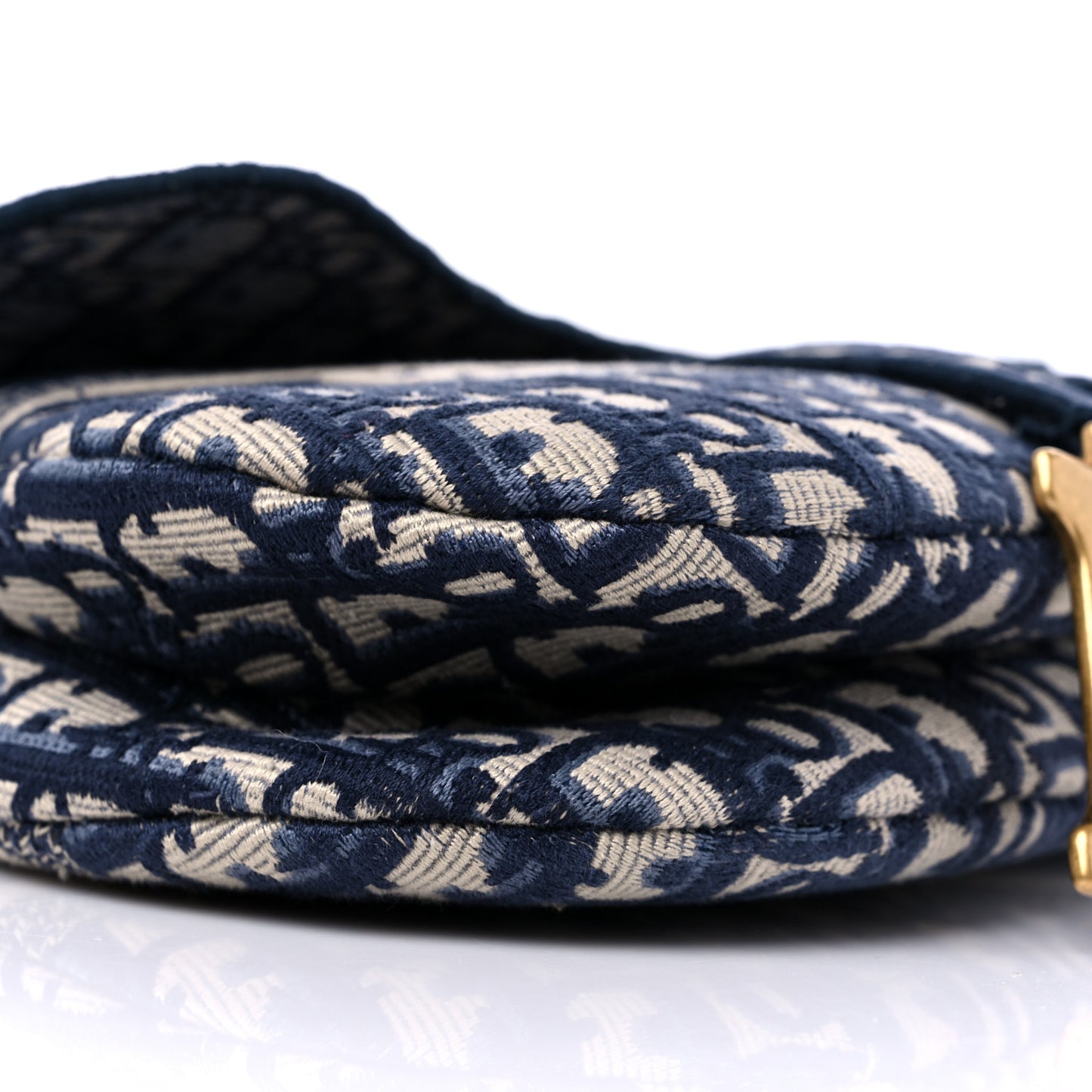 Oblique Embroidered Saddle Bag Blue