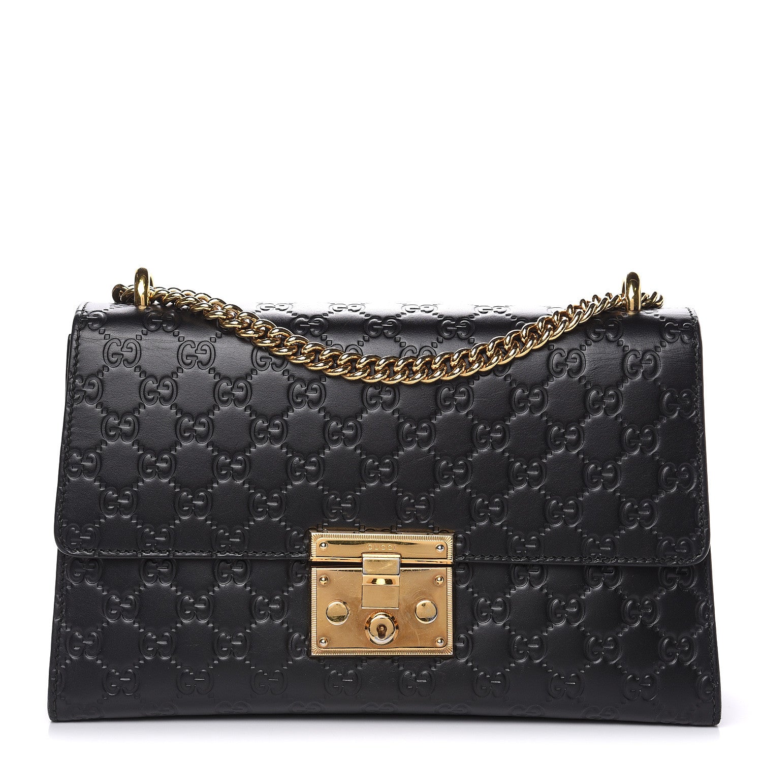 Gucci Guccissima Medium Padlock Shoulder Bag Black 1 of 18