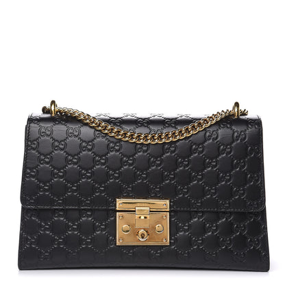 Gucci Guccissima Medium Padlock Shoulder Bag Black 1 of 18