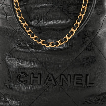 Chanel Shiny Caviar Quilted Monochrome Mini Chanel 22 Black 8 of 10