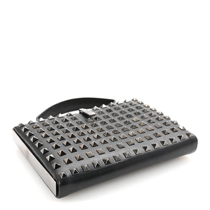 Valentino Garavani Vitello Monochrome Rockstud Allover Top Handle Clutch Black 4 of 6