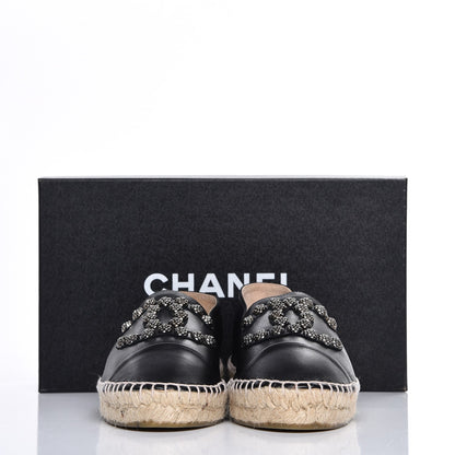 Chanel Lambskin Camellia CC Stud Espadrilles 39 Black 10 of 10