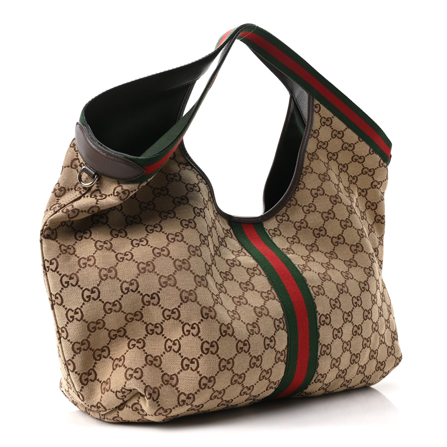 Gucci GG Monogram Web Large Giglio Tote Beige Brown 3 of 10