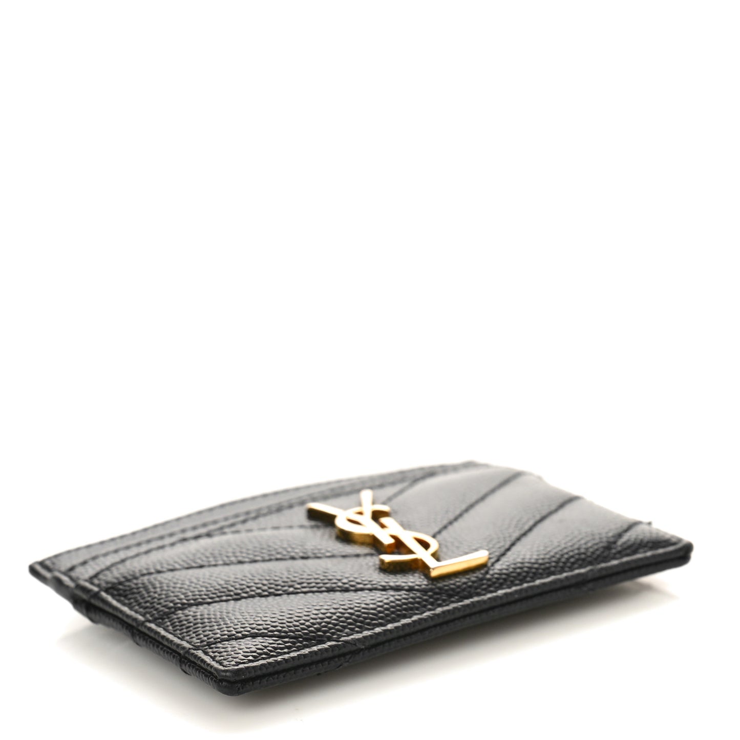 Grain De Poudre Matelasse Chevron Monogram Credit Card Case Black