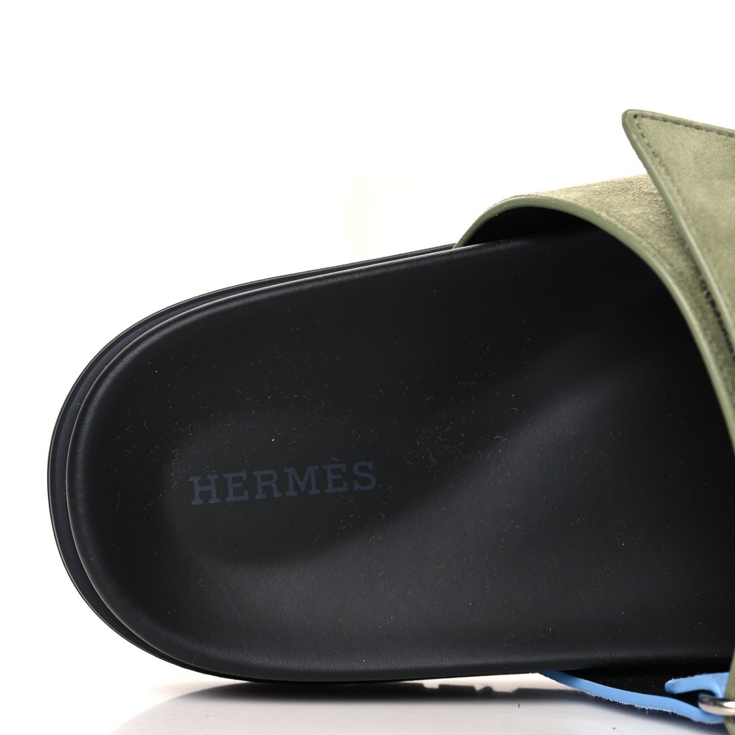 Suede Goatskin Womens Chypre Sandals 39 Bleu Cameo Vert