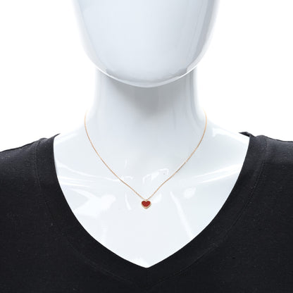 Van Cleef & Arpels 18K Rose Gold Carnelian Sweet Alhambra Heart Pendant Necklace 2 of 4
