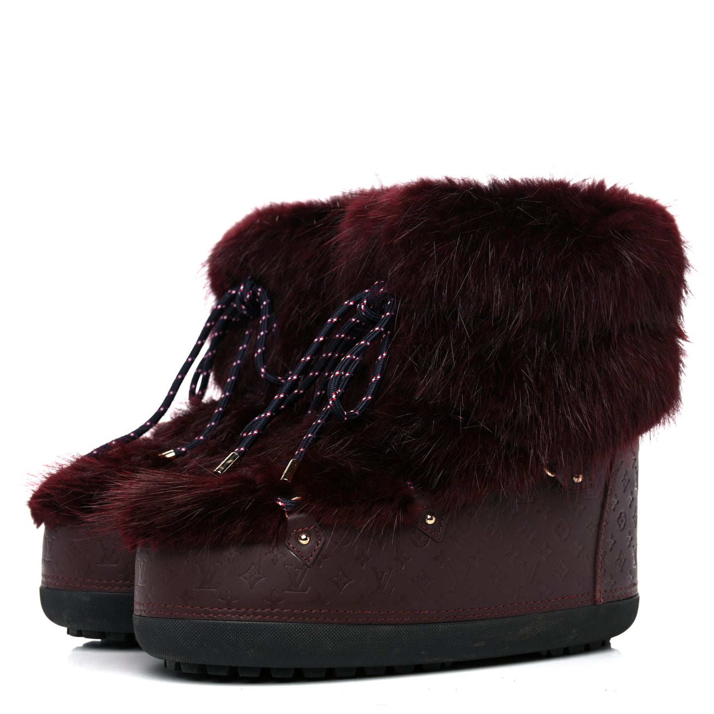 Beaver Calfskin Monogram Off Piste Flat Half Boots 38 Red