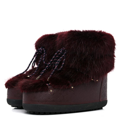 Louis Vuitton Beaver Calfskin Monogram Off Piste Flat Half Boots 38 Red 3 of 7