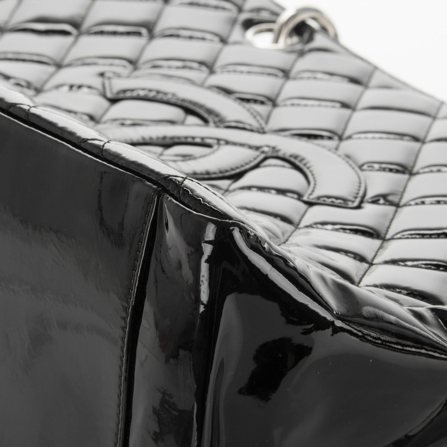 Patent Quilted Grand Shopping Tote GST Black