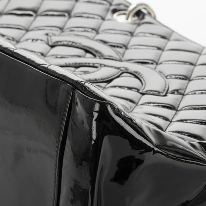 Chanel Patent Quilted Grand Shopping Tote GST Black 10 of 11
