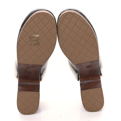 Chanel Crackled Sheepskin CC Mules 38 Black 5 of 9