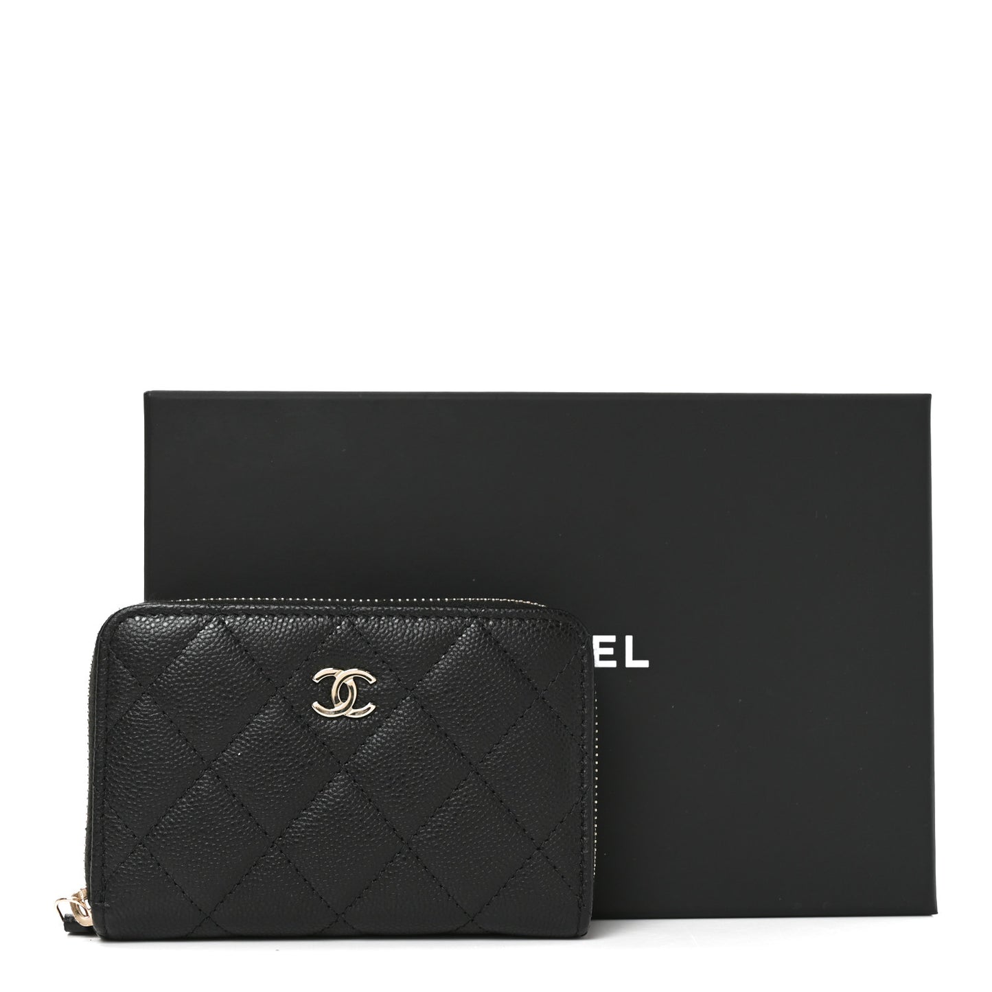 Caviar Quilted Zip Coin Purse Black