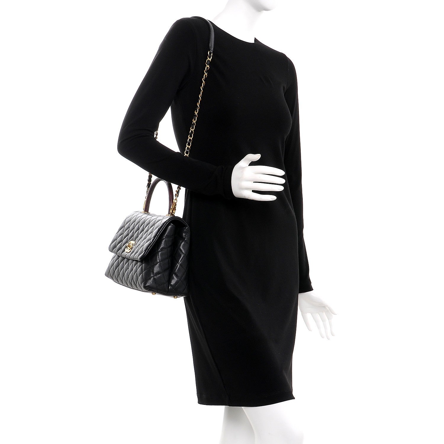 Chanel Caviar Lizard Quilted Small Coco Handle Flap Black 2 of 8