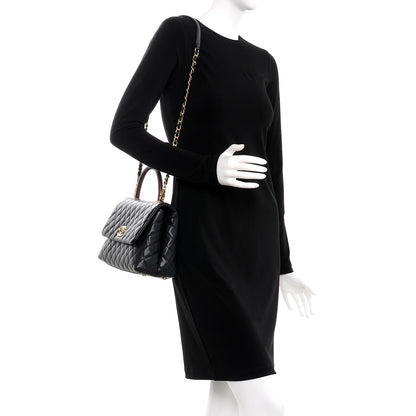 Chanel Caviar Lizard Quilted Small Coco Handle Flap Black 2 of 8