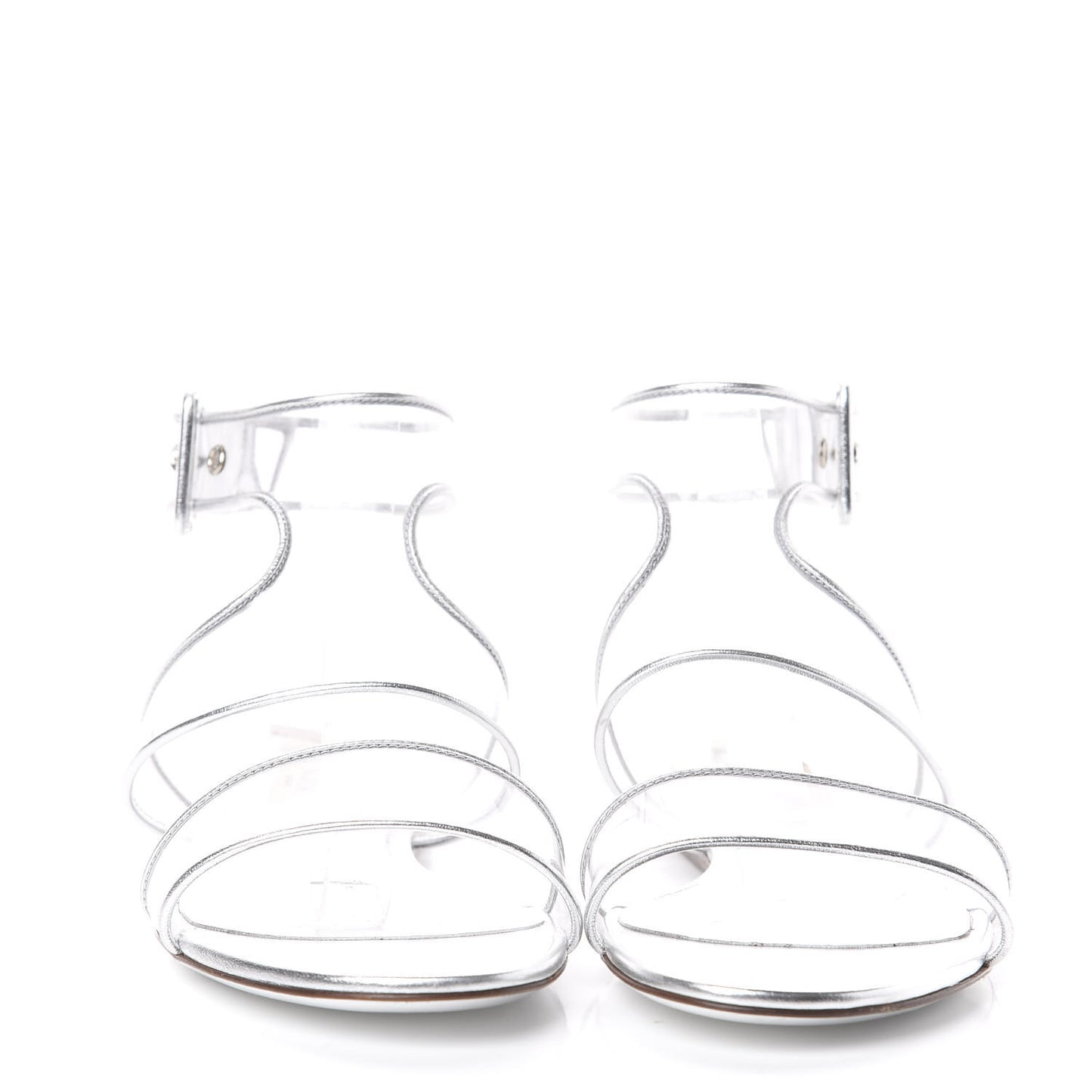 Metallic Goatskin PVC Moonwalk Flat Sandals 37.5 Silver