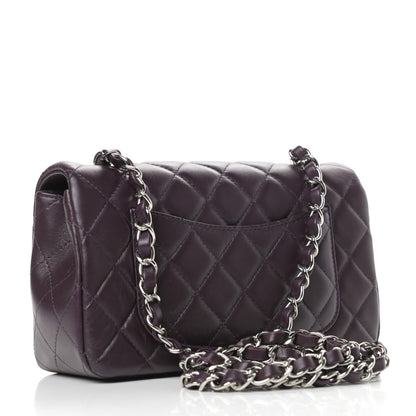 Chanel Lambskin Quilted Mini Rectangular Flap Dark Purple 3 of 11