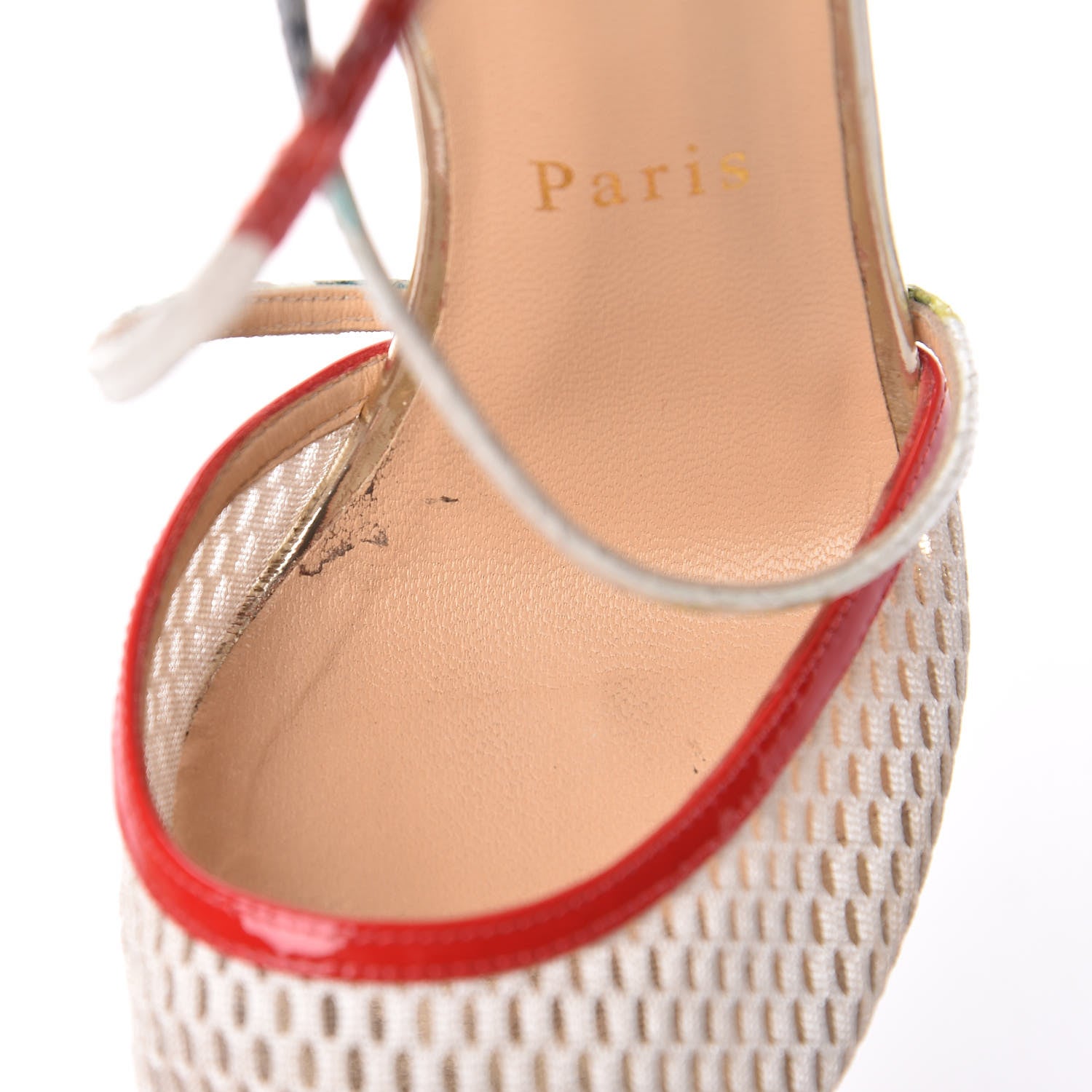 Christian Louboutin Resille Racket Patent Hawaii Print Cross Blake 120 Pumps 37.5 Version White 14 of 16
