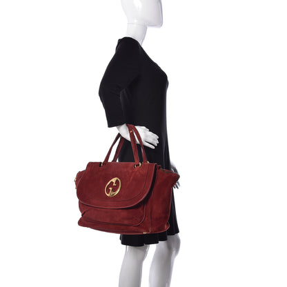 Gucci Suede Medium 1973 Top Handle Satchel Red 2 of 10